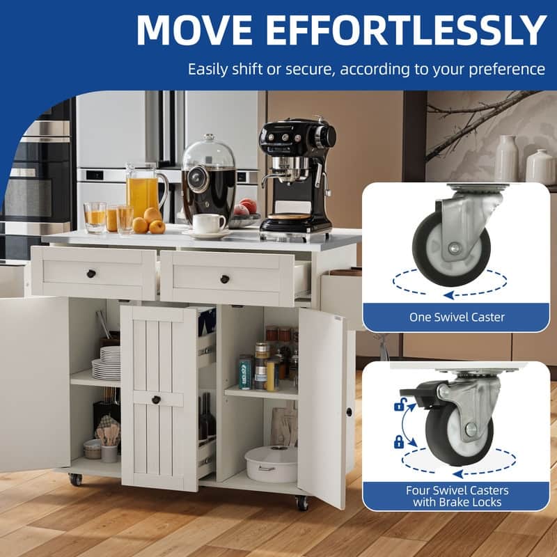 Moasis Mobile Kitchen Island Cart with Stainless Steel Ffolding Tabletop and Storage