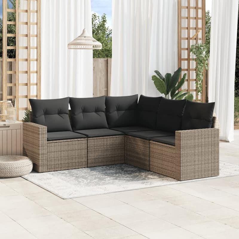 vidaXL Garden Sofa Set Grey PE rattan Large Adjustable Feet - 24.4 x 25.8 x 27.2