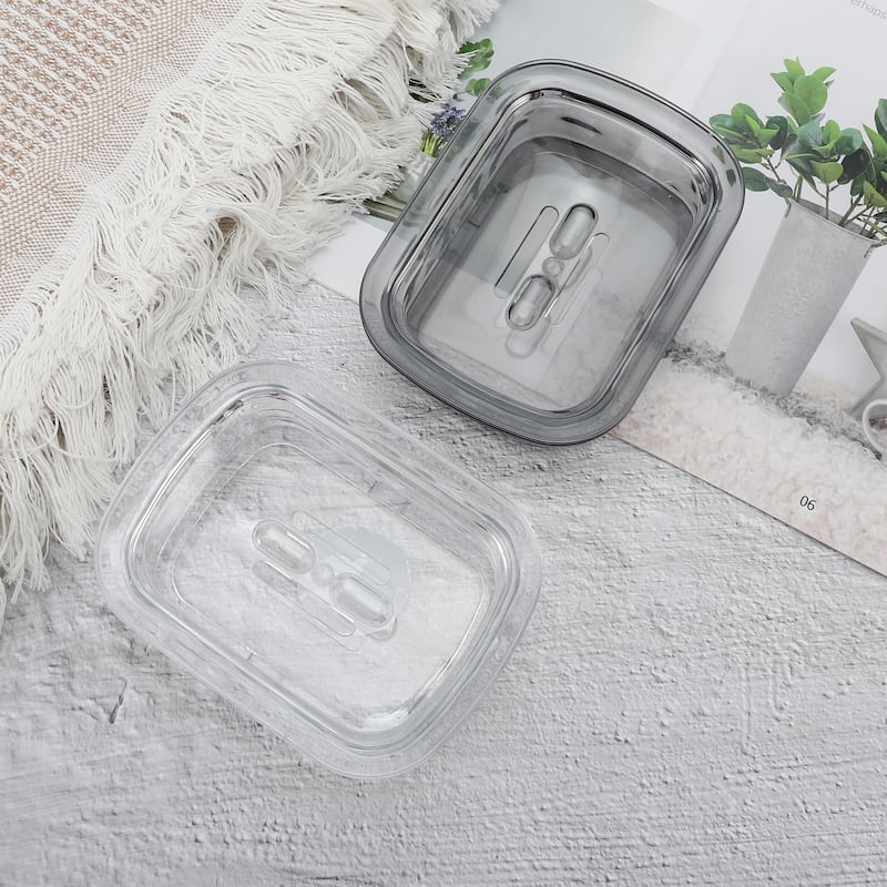 Waterproof with Cover Soap Holder for Bathroom 5.51"x4.13"x1.65" 1 Pc