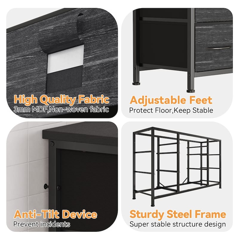 55'' Long TV Stand with Power Outlet Entertainment Center