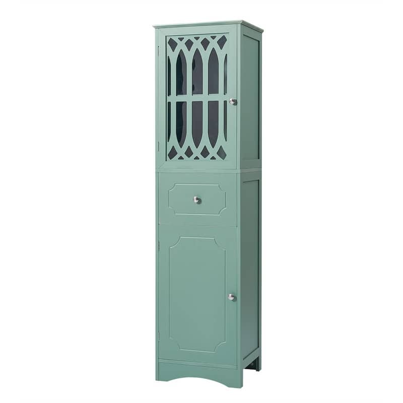 Grondin MDF Board 63.8" Tall Bathroom Tower Cabinet, Freestanding Bathroom Storage Cabinet with Drawer and Acrylic Door