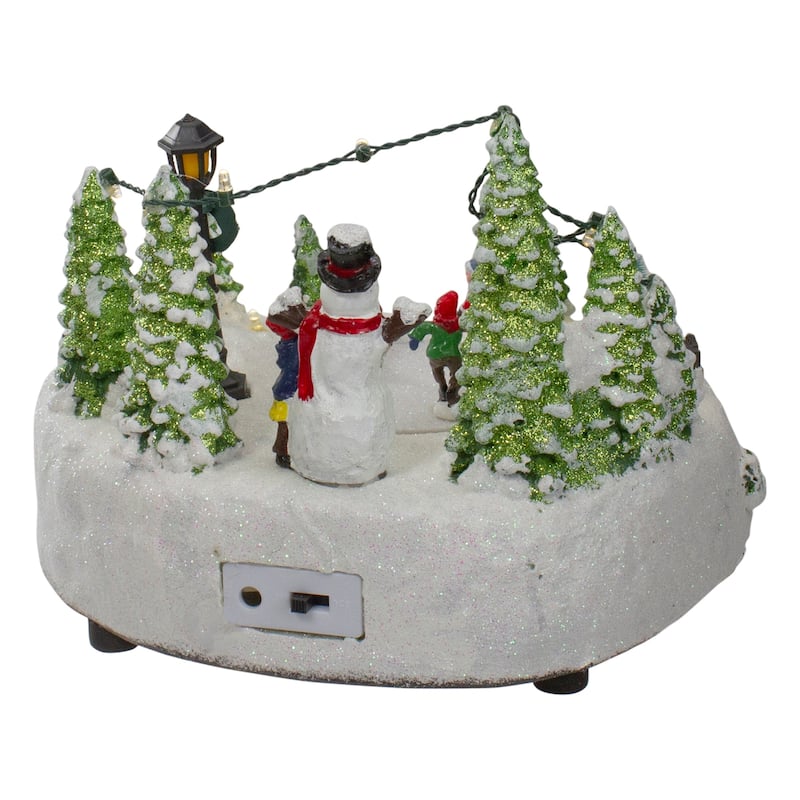 9" Animated and Musical Lighted Christmas Skating Scene with Snowman