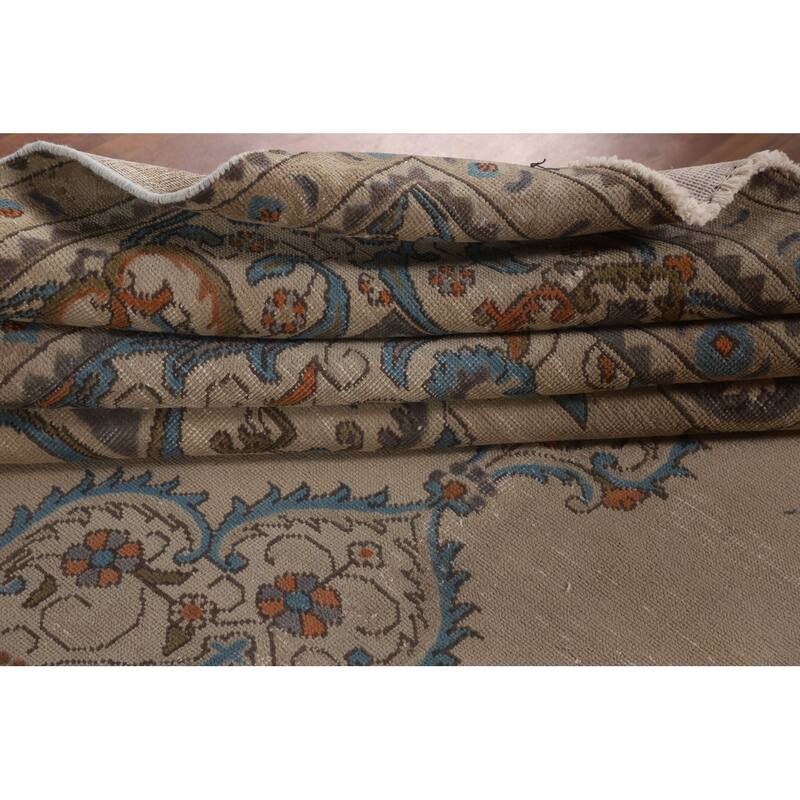 Tabriz Persian Vintage Area Rug Hand-Knotted Bedroom Wool Carpet - 10'0" x 12'8"