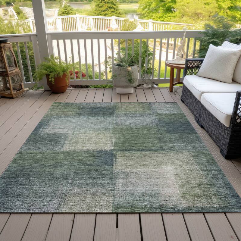 Machine Washable Indoor/ Outdoor Chantille Ombre Rug - Olive - 10' x 14'