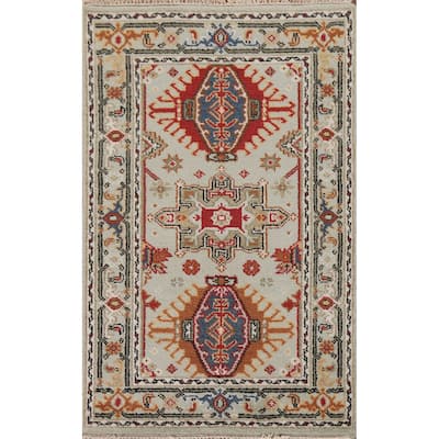 Geometric Kazak Area Rug Handmade Wool Carpet - 3'0"x 5'0"