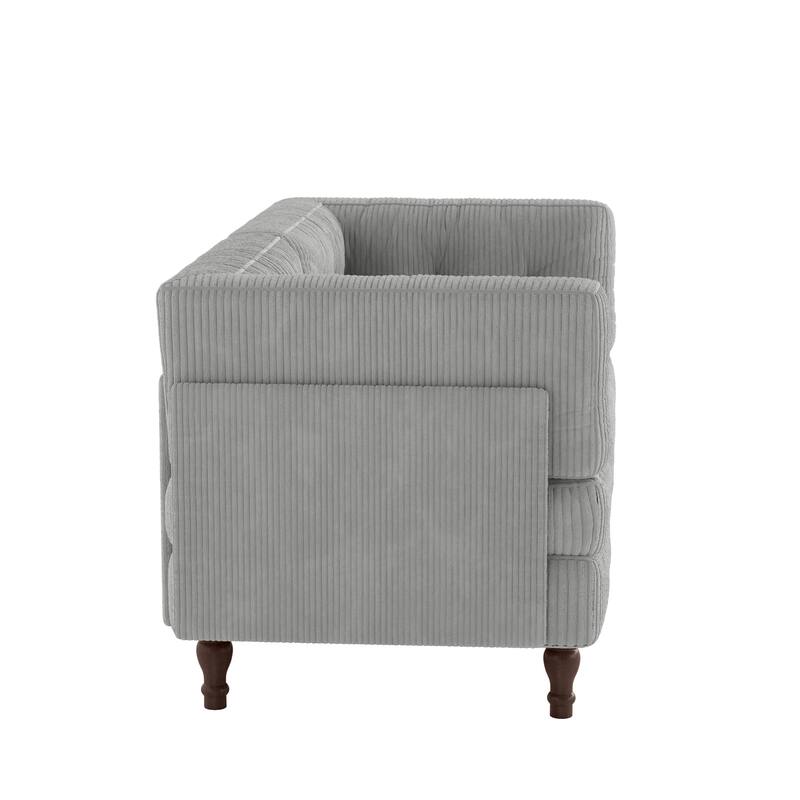 Modular Corduroy Corner Sectional Sofa Couch Set with Tufted Cushion