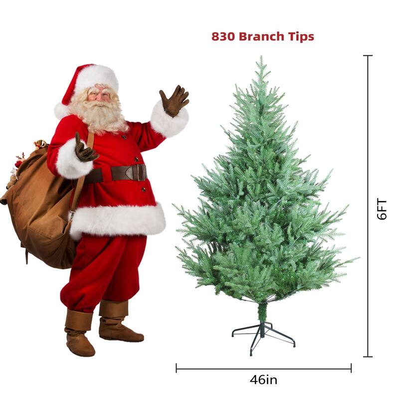 Anmytek 7FT Whimsical Curved PE Christmas Tree - 1144 Dense Tips, Lifelike, Sturdy Metal Base