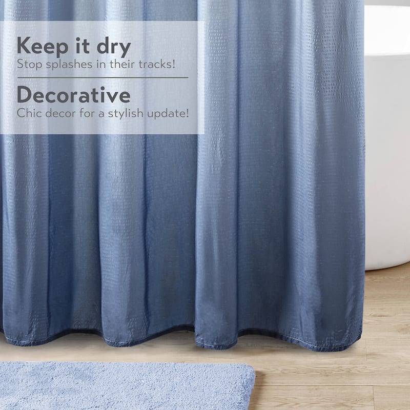 Madison Park Loire Ombre Printed Seersucker Shower Curtain
