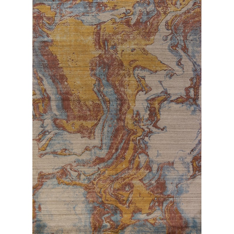 All-Over Abstract Indian Area Rug Handmade Wool Carpet - 5'4"x 7'7"