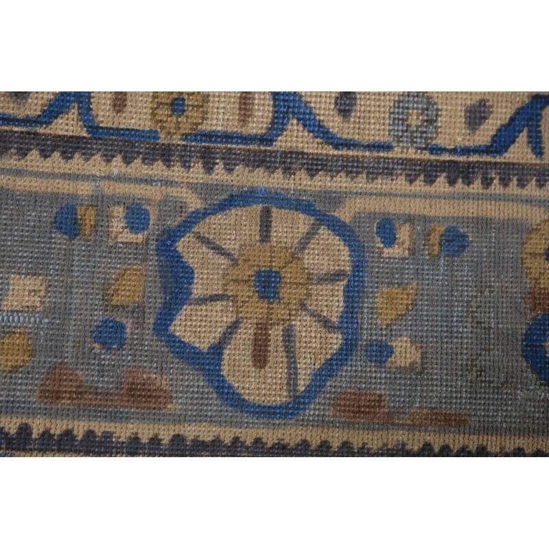 Blue Tabriz Persian Area Rug Oriental Floral Hand-Knotted Wool Carpet - 7'10"x 10'9"