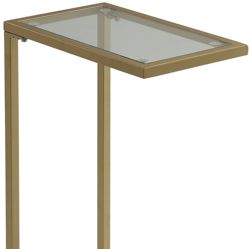 HomeRoots 26" Gold And Clear Glass Rectangular End Table
