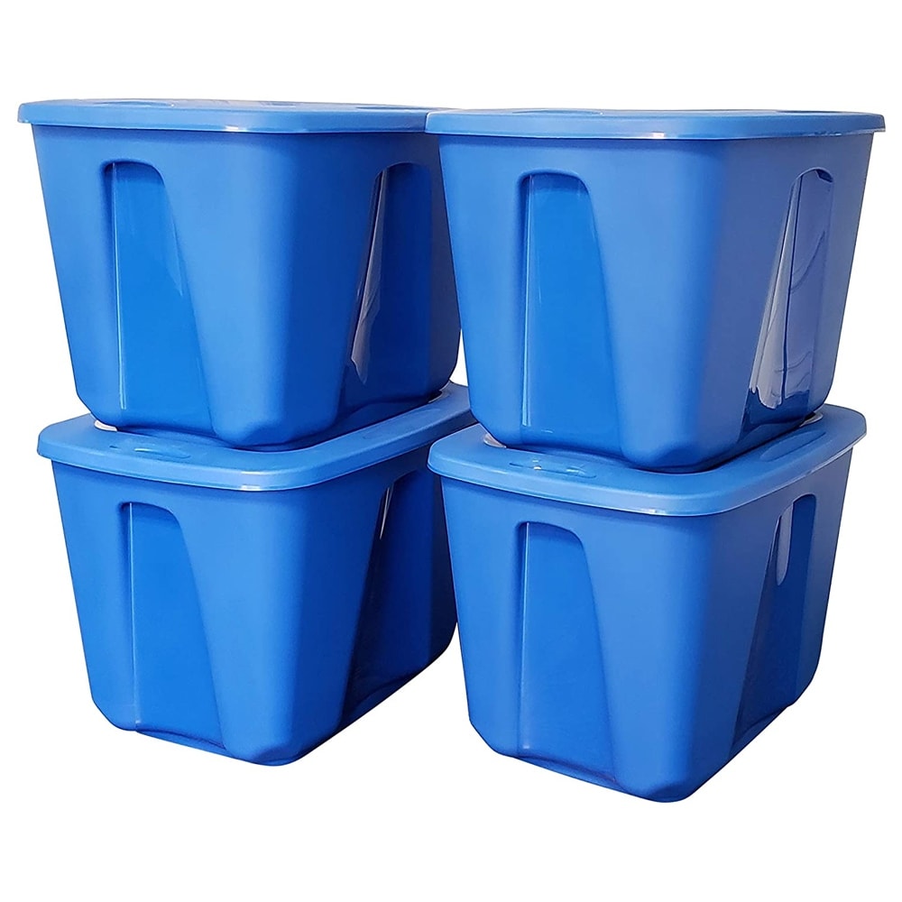 Homz Plastic Underbed Storage, Stackable Storage Bins with Blue