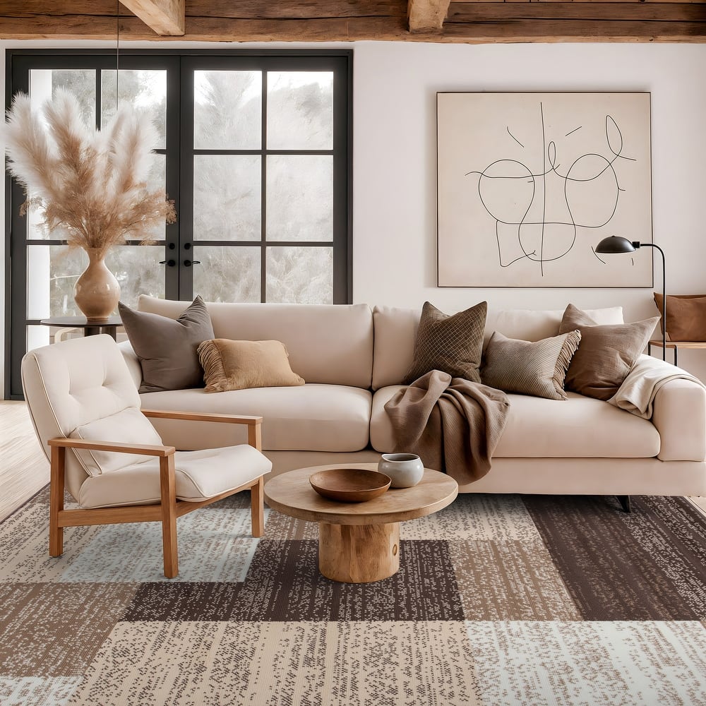World Rug Gallery Contemporary Distressed Boxes Area Rug