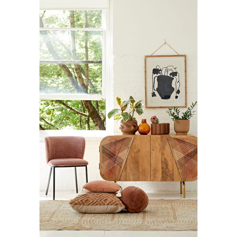 Cotton Tufted Rug with Arched Geometric Pattern and Fringe - 84.0"L x 60.0"W x 0.5"H - 84.0"L x 60.0"W x 0.5"H