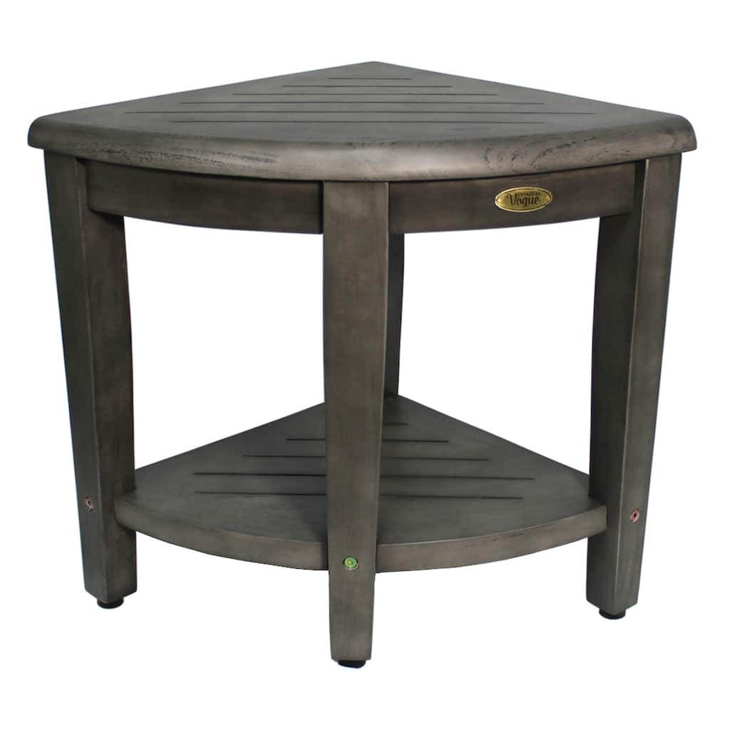 CoastalVogue SnazzyCorner Antique Gray 18" Shower Bench with Shelf - 22
