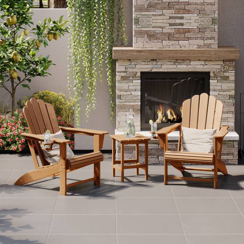Aderson Outdoor Poly Adirondack Chair with Side Table 3-Piece Set