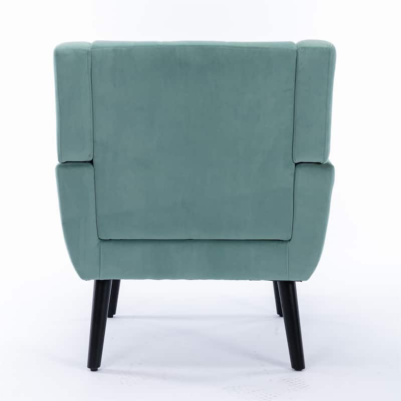 Mint Green Velvet 29.53" Buttons Tufted Accent Chair with Black Legs