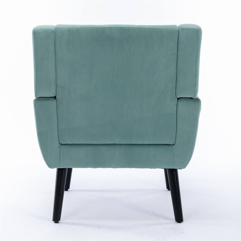 Mint Green Velvet Modern 29.53" Upholstered Buttons Tufted Accent Chair with Black Solid Wood Legs
