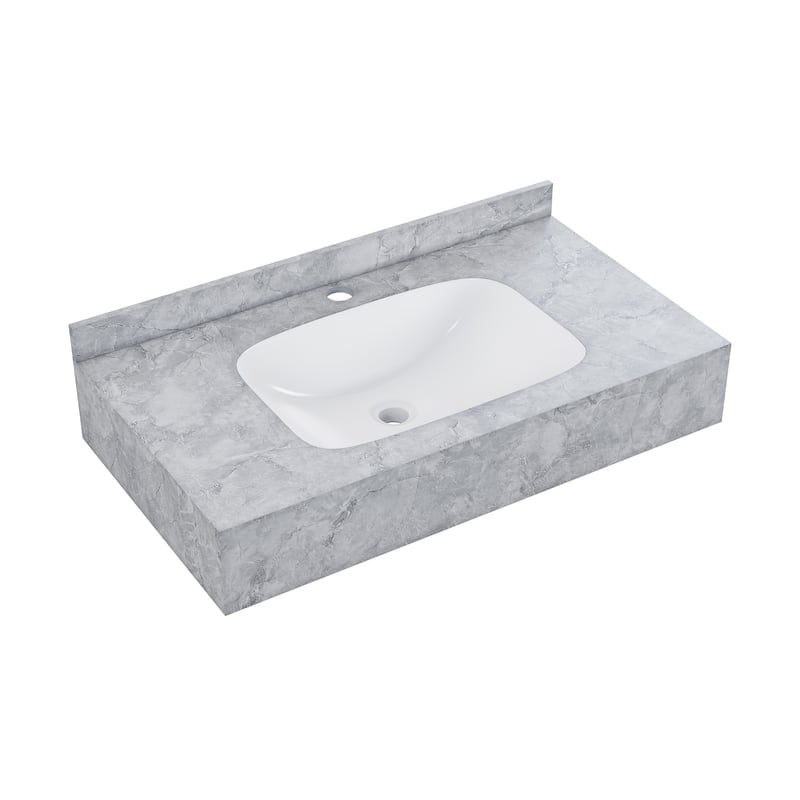 Avancer 36'' Wall Mount Sink In Storm Grey - 35.44" x 19.75" x 7.5"