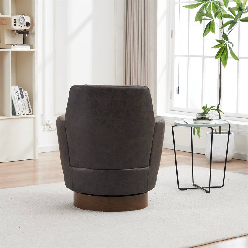 PU Leather Swivel Barrel Chair with Stainless Steel Base