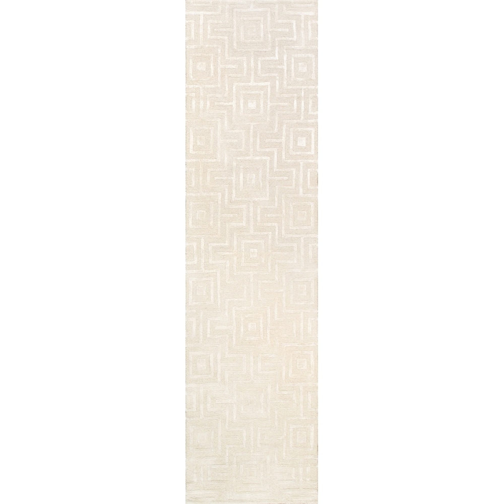 Pasargad Home Edgy Hand-Tufted Ivory BSilk & Wool Area Rug
