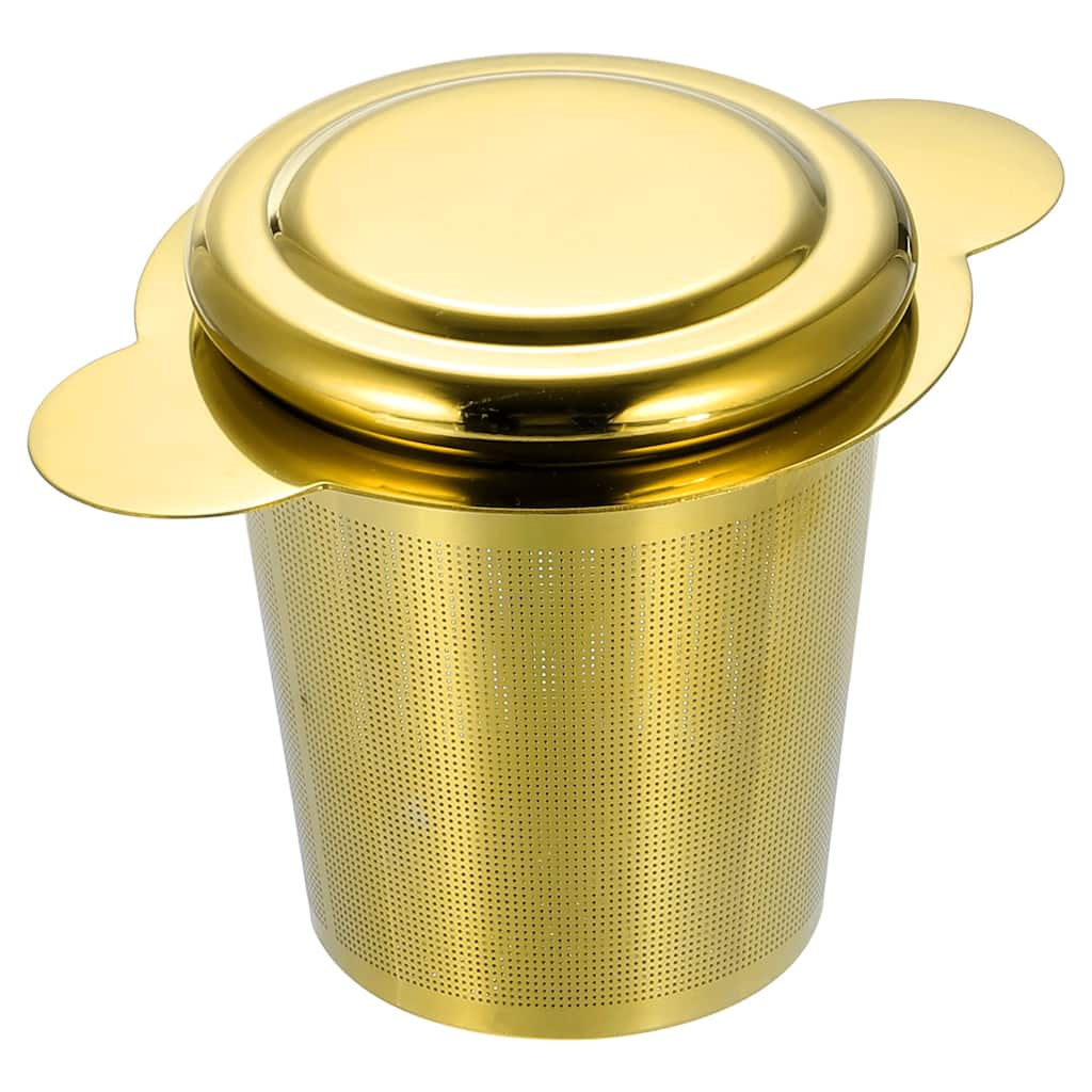 1 Pcs Tea Infuser Filter with Lid, Tea Strainer, Gold