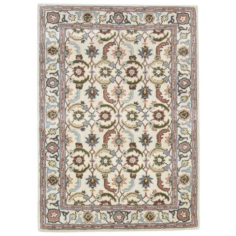 One of a Kind Hand-Tufted Persian 4' x 6' Oriental Wool Cream Rug - 4' x 6'