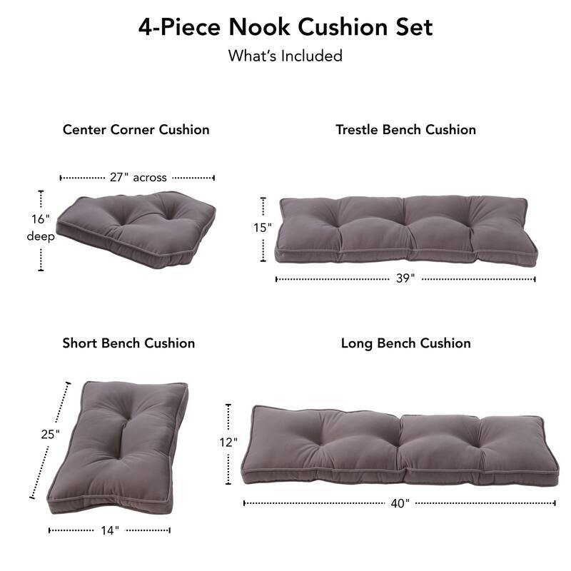 Greendale Home Fashions Gray Hyatt 4-pc. Nook Cushion Set