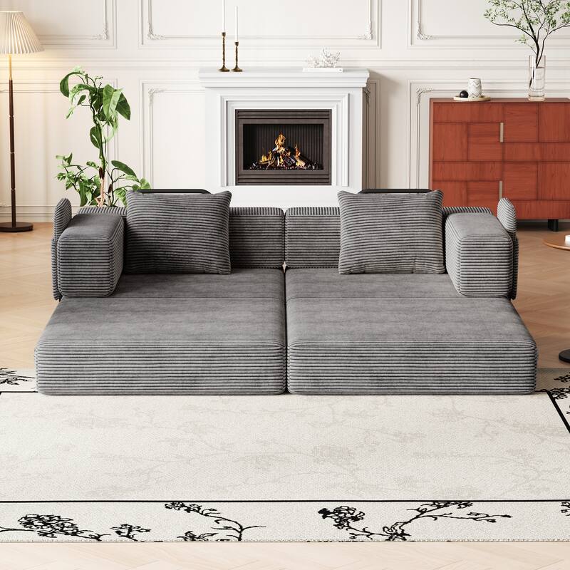 72.4 Inch Convertible Sofa Bed with Storage Pockets and Cushions, Space-Saving Design for Living Room, Bedroom, and Study