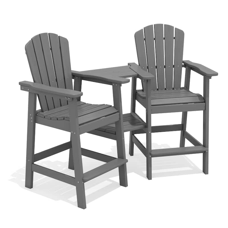 Outdoor Tall Adirondack Chair Set of 2 with Connecting Tray