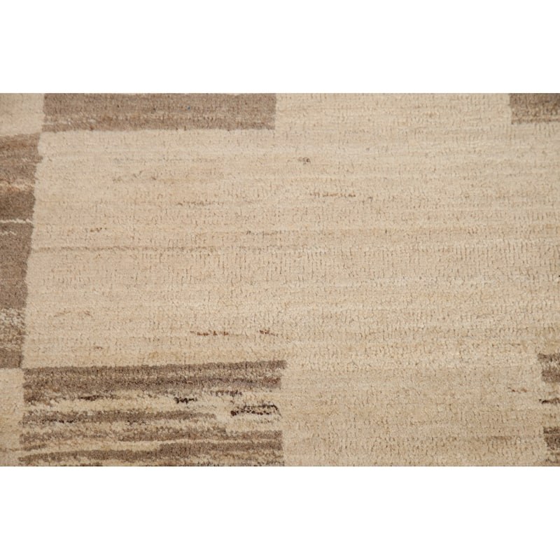 Hand Knotted Oriental 100% Wool Carpet Tribal Modern Beige & Ivories Gabbeh (kashkoli) Area Rug - 3' 2'' X 2' 0''