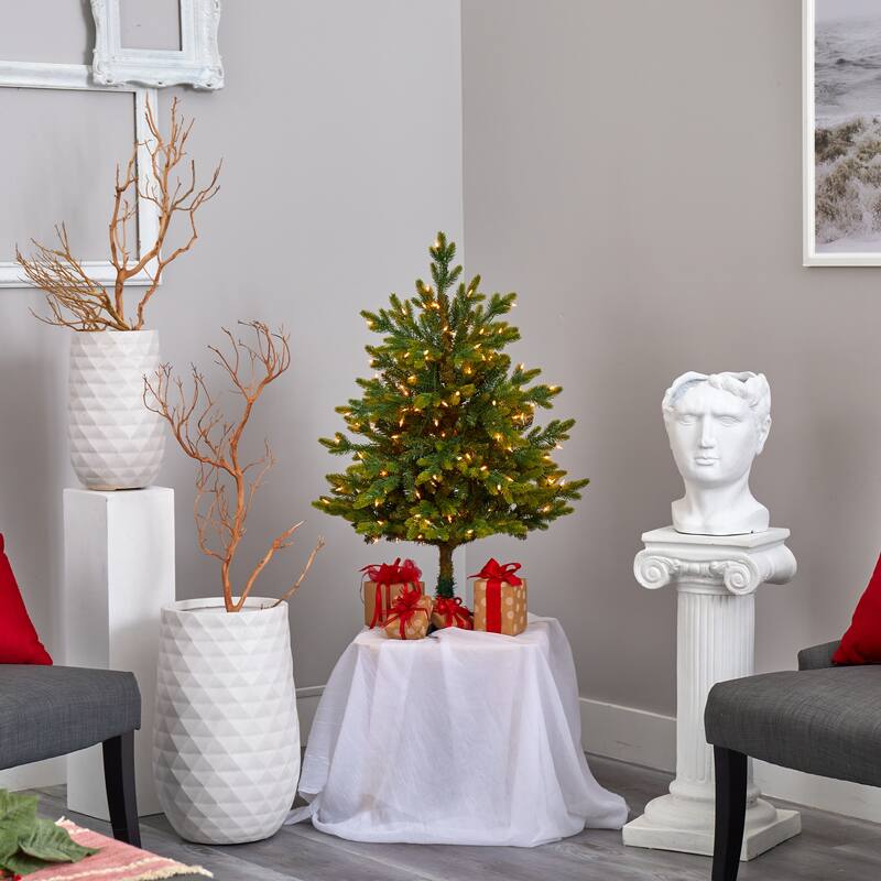 3' North Carolina Fir Artificial Christmas Tree with 150 Clear Lights and 563 Bendable Branches