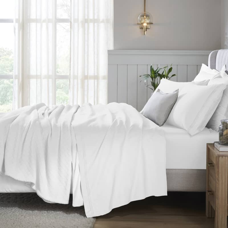 Superior Egyptian Cotton 650 TC Deep Pocket Sheet Set - 18" & 20" Extra Deep Pocket Options - King - 20" Deep Pocket - White