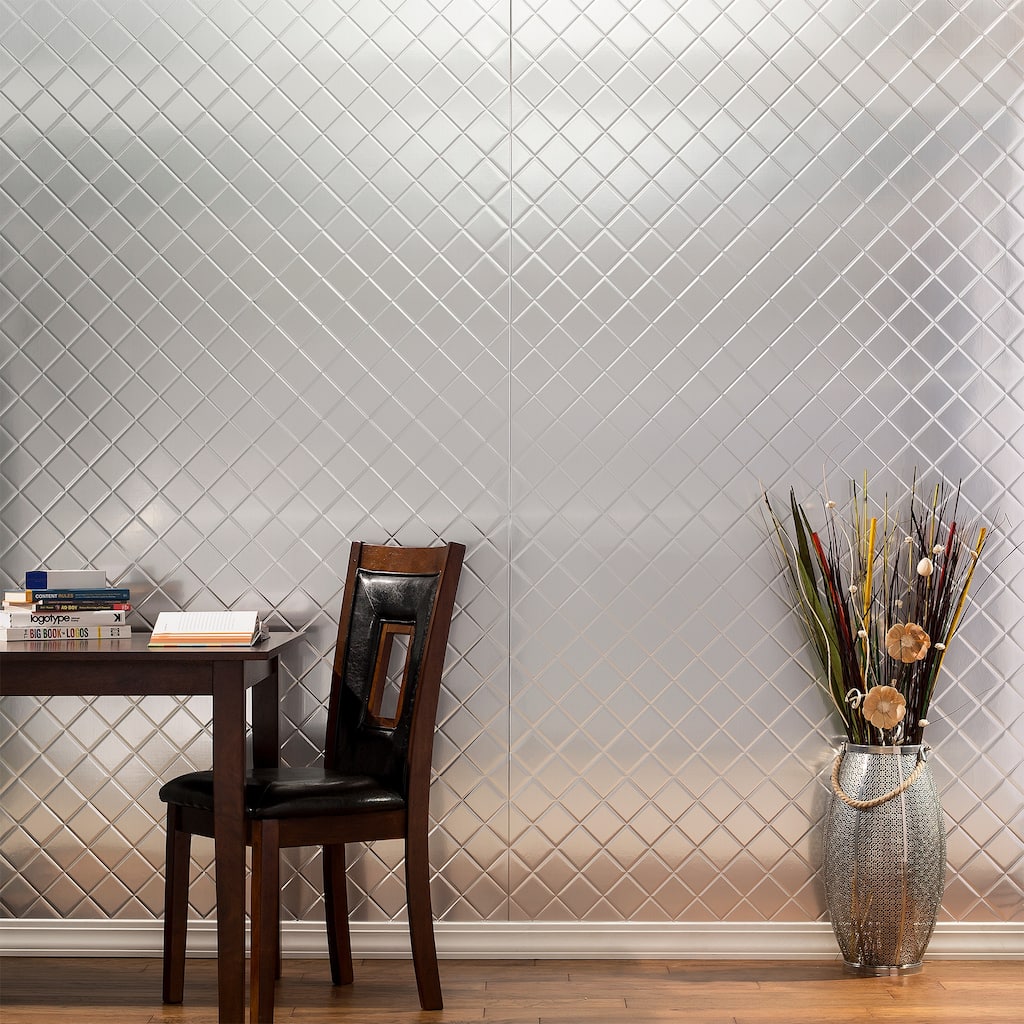 FASÄDE - 4ft x 8ft x .013in Quilted Brushed Aluminum Decorative Vinyl Wall Panel (4' x 8' Panel)