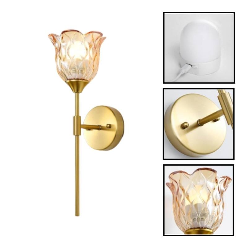 2 Pack light fixture gold battery operated wall sconce metal wall light