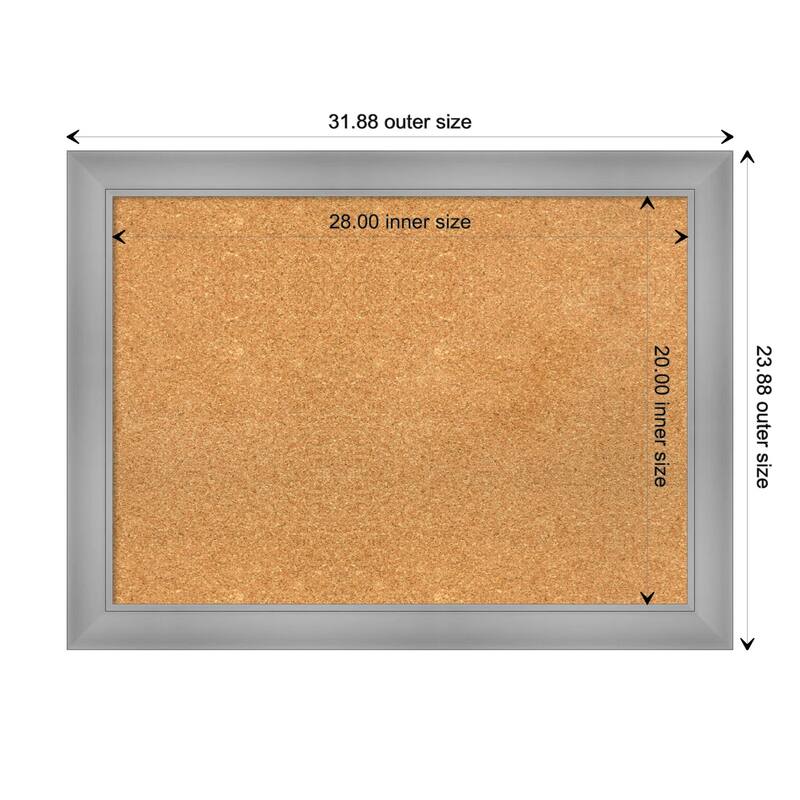 Flair Polished Nickel Framed Cork Bulletin Memo Board