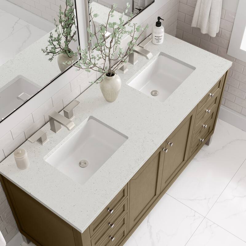 Chicago 60" Double Vanity, Walnut Whisper - Lime Delight