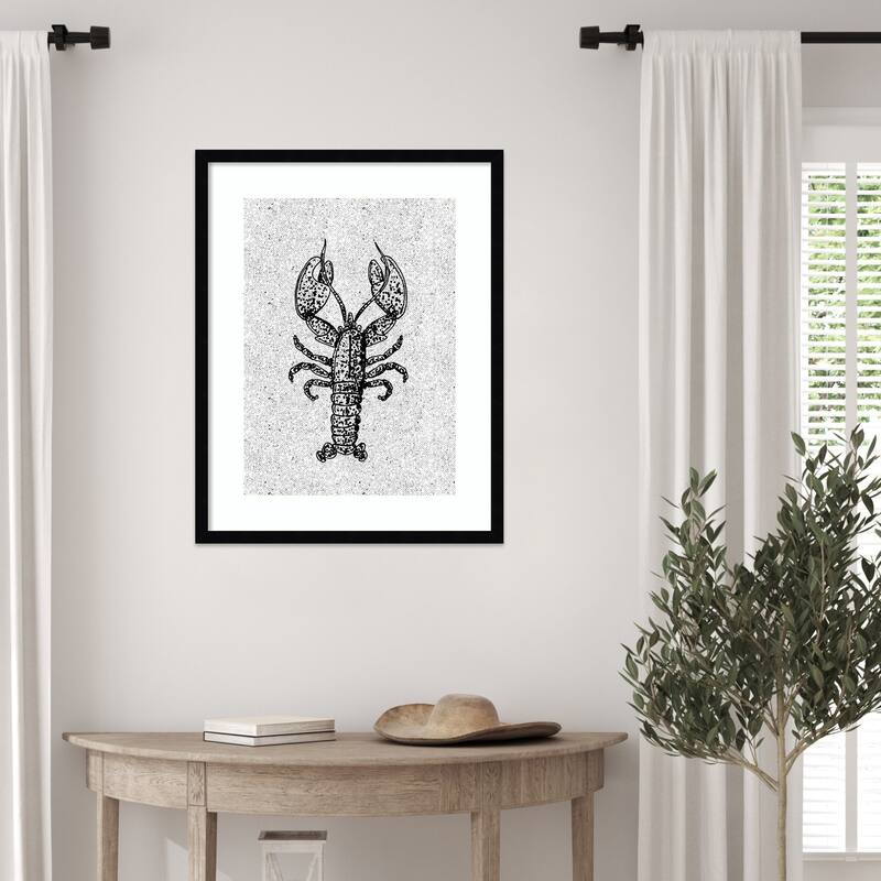 Lobster Ink Print by Nicholas Wood Framed Wall Art Print - Svelte Noir Black
