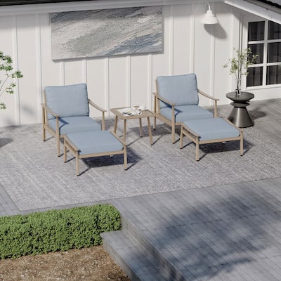 5-Piece Aluminum Patio Conversation Set with End Table and Cushions
