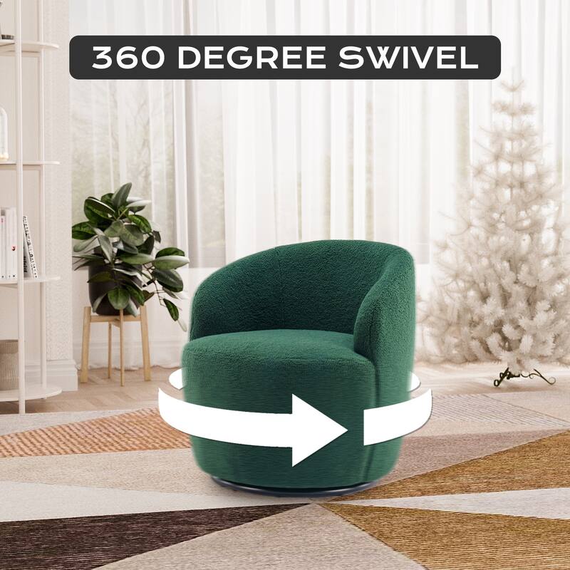 Ouyessir Modern Teddy Upholstered Swivel Barrel Chair(Set of 2)
