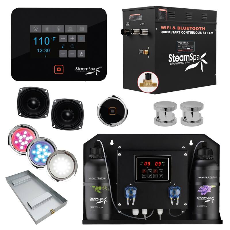 SteamSpa BKT1050-ADP Black Series WiFi and Bluetooth 10.5KW Quickstart - Chrome