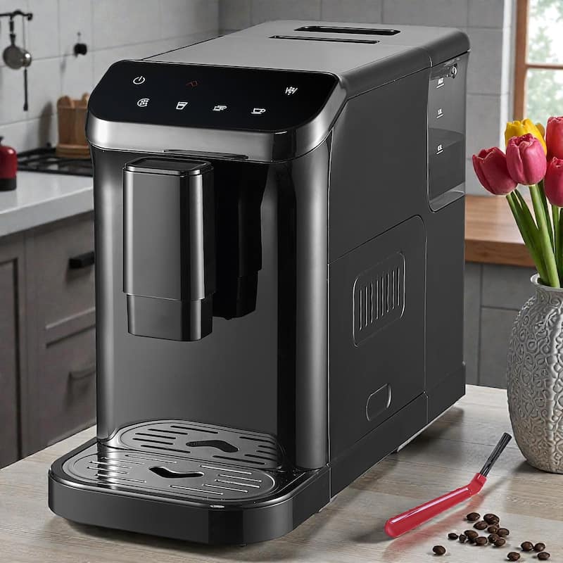 Automatic Espresso Machine 15 Bar with Built In Grinder, Coffee Maker with 15 Grind Settings and Large Water Tank - Black