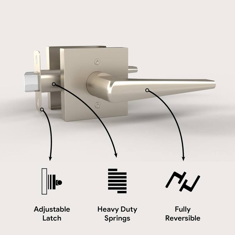 Mega Handles SCHEIN Angled Passage Door Lever Handle | Reversible Keyless Door Lock Handles for Hallway, Closet, and Bathroom