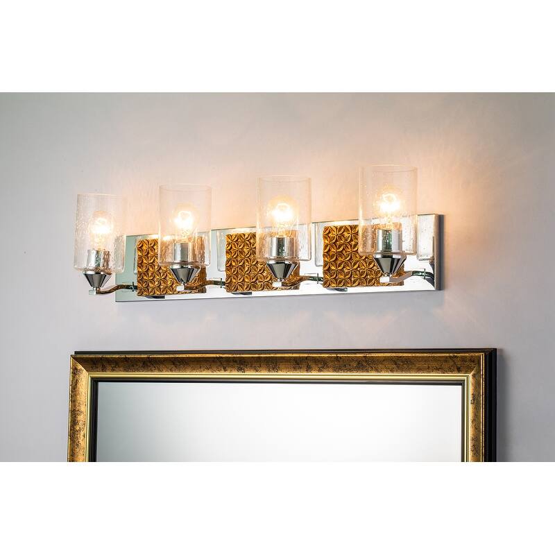 4 Light Bath Bar in Silver with Gold accents