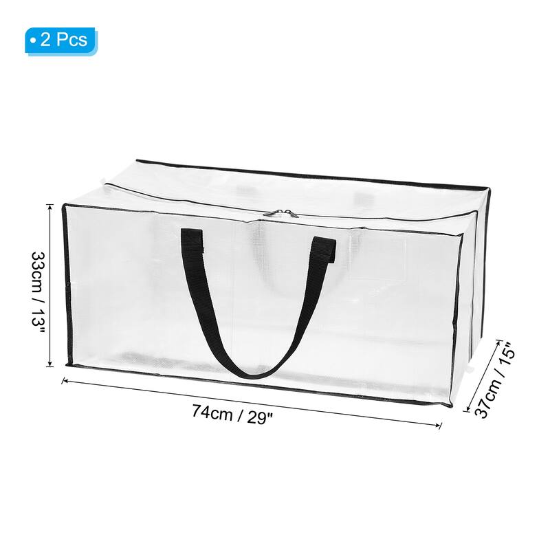 2 Pack Oversized Moving Bags with Zippers&Handles 29x13x15inch - Transparent
