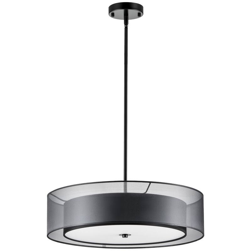 CO-Z 3-Light Antique Bronze Double Drum Pendant Chandelier