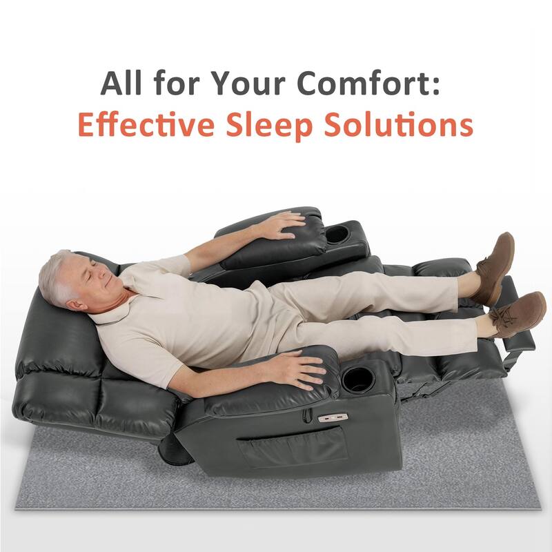 MCombo Medium Dual Motor Power Lift Recliner Chair Infinite Position, Massage and Heat, Extended Footrest, Faux Leather 7890