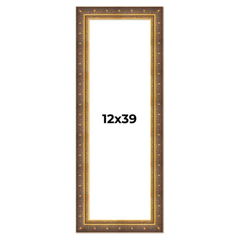 12x39 Frame Vintage Gold Solid Wood Picture Frame | 2.5 Inch Moulding
