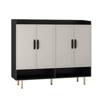 4-Doors Shoe Rack Cabinet with Adjustable Shelves