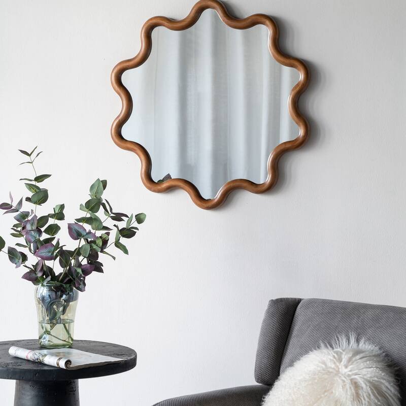 31" x 30" Wooden Accent Mirror with Unique Frame